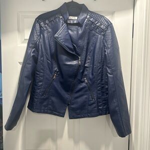 NWOT GYK Stylish Blue Faux Leather Jacket